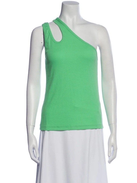 Rotate Birger Christensen Tops - REMAIN Birger Christensen Top One-Shoulder Cutout Tank Top - Bright Green size S